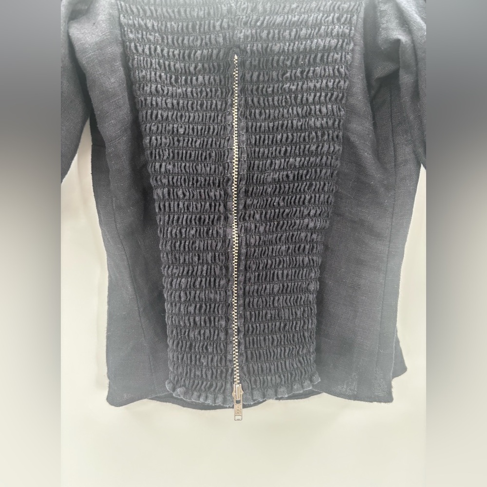 Reformation Sunnie Crop Top in Black Puff Sleeve 100% Linen Size 2 - Picture 5 of 6